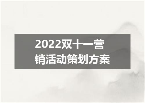 2022双十一营销活动策划方案
