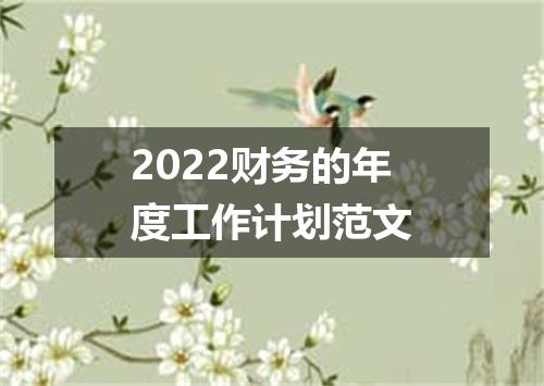 2022财务的年度工作计划范文