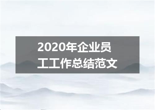 2020年企业员工工作总结范文