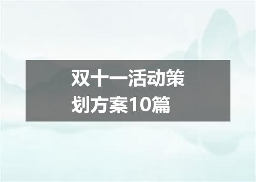双十一活动策划方案10篇