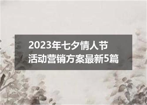 2023年七夕情人节活动营销方案最新5篇