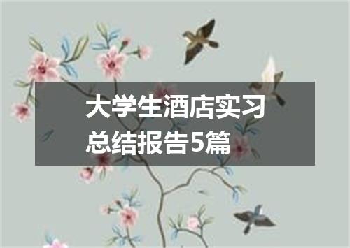 大学生酒店实习总结报告5篇