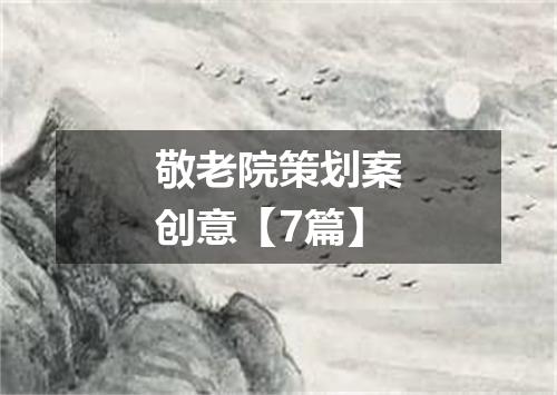 敬老院策划案创意【7篇】