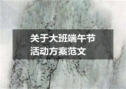 关于大班端午节活动方案范文