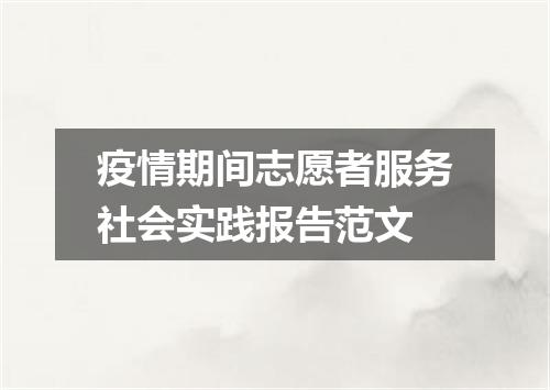 疫情期间志愿者服务社会实践报告范文