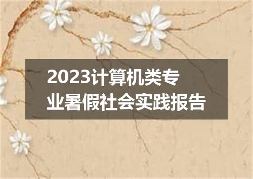 2023计算机类专业暑假社会实践报告
