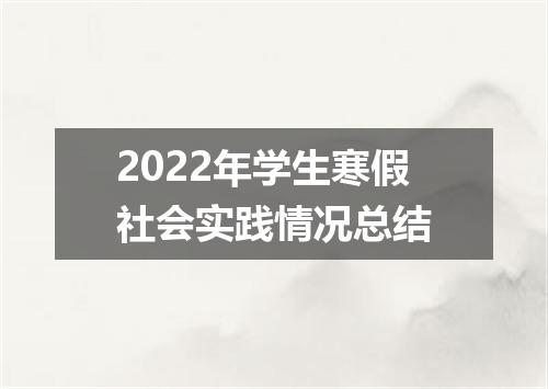 2022年学生寒假社会实践情况总结