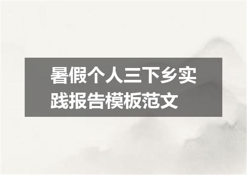 暑假个人三下乡实践报告模板范文