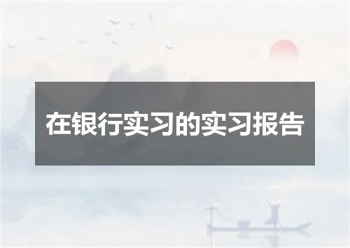 在银行实习的实习报告
