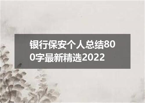 银行保安个人总结800字最新精选2022
