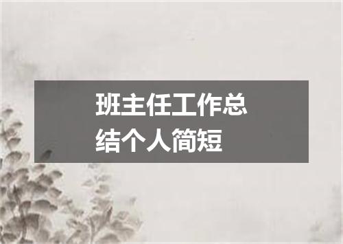 班主任工作总结个人简短