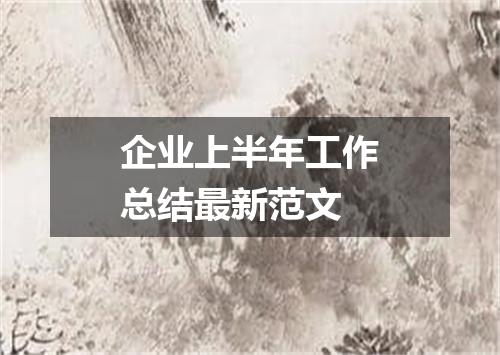 企业上半年工作总结最新范文