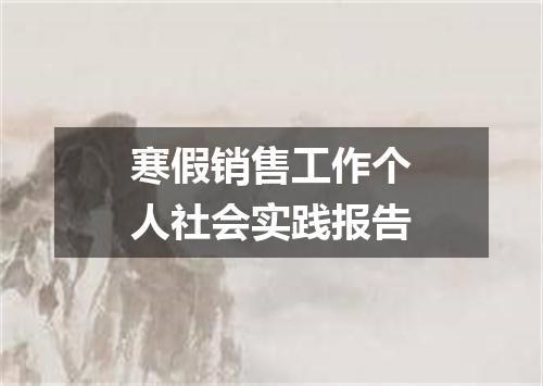寒假销售工作个人社会实践报告