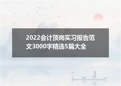 2022会计顶岗实习报告范文3000字精选5篇大全