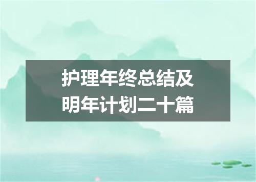 护理年终总结及明年计划二十篇