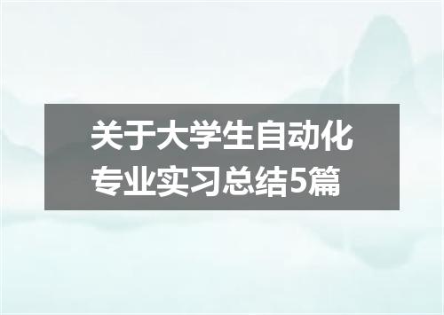关于大学生自动化专业实习总结5篇