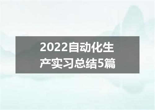 2022自动化生产实习总结5篇