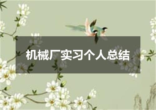 机械厂实习个人总结