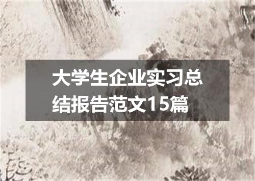 大学生企业实习总结报告范文15篇