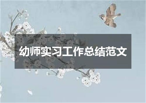 幼师实习工作总结范文