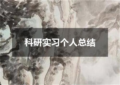 科研实习个人总结