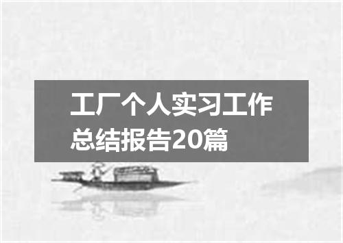 工厂个人实习工作总结报告20篇