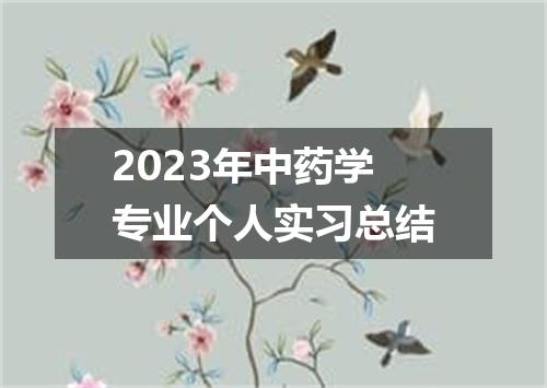 2023年中药学专业个人实习总结