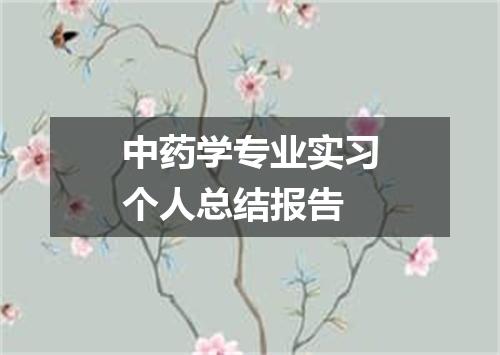 中药学专业实习个人总结报告