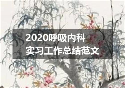 2020呼吸内科实习工作总结范文