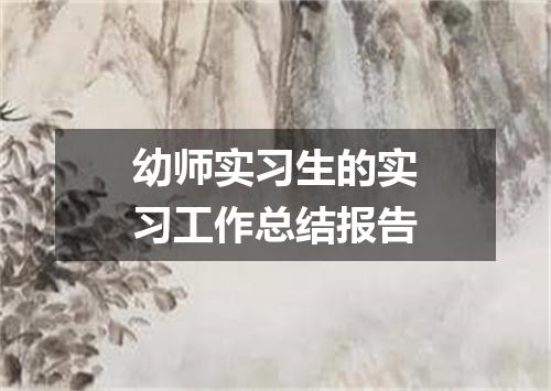 幼师实习生的实习工作总结报告