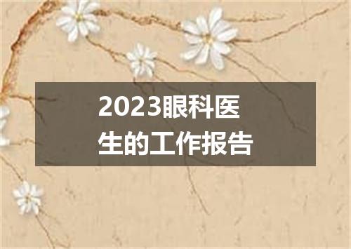 2023眼科医生的工作报告