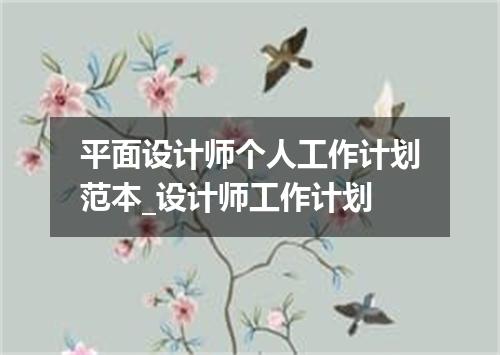 平面设计师个人工作计划范本_设计师工作计划