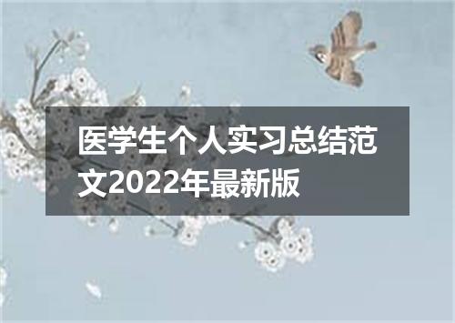 医学生个人实习总结范文2022年最新版