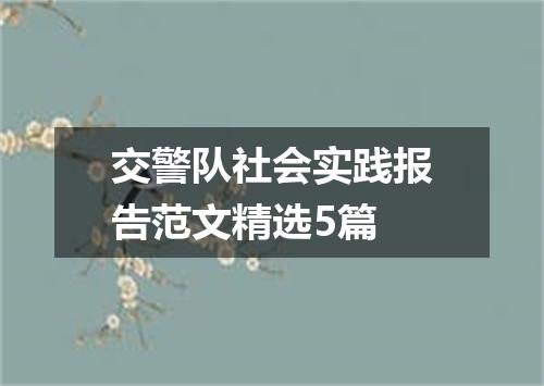 交警队社会实践报告范文精选5篇