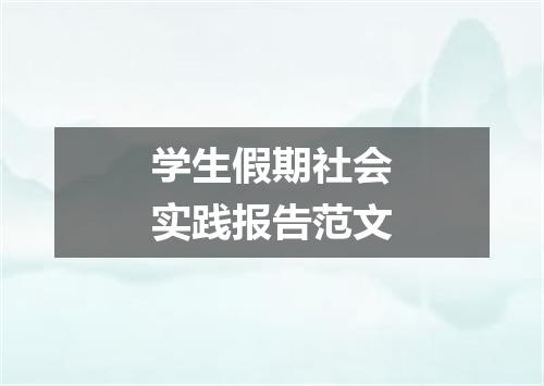 学生假期社会实践报告范文