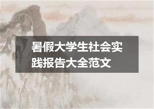 暑假大学生社会实践报告大全范文