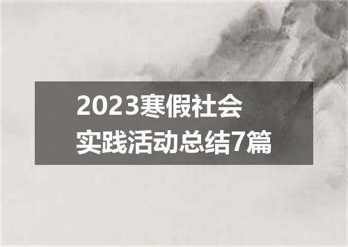 2023寒假社会实践活动总结7篇