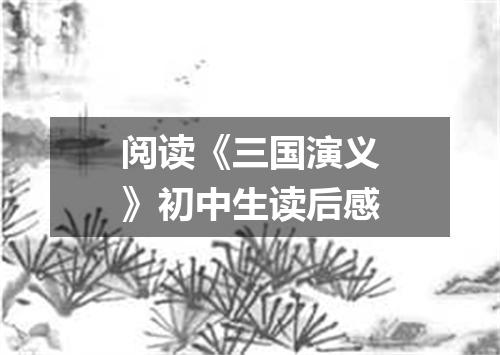 阅读《三国演义》初中生读后感