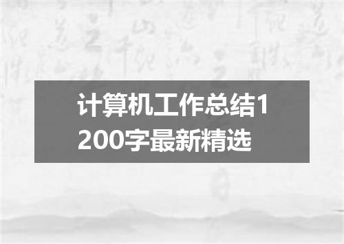 计算机工作总结1200字最新精选