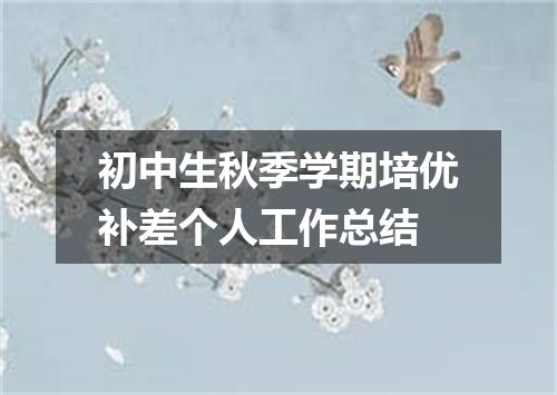 初中生秋季学期培优补差个人工作总结