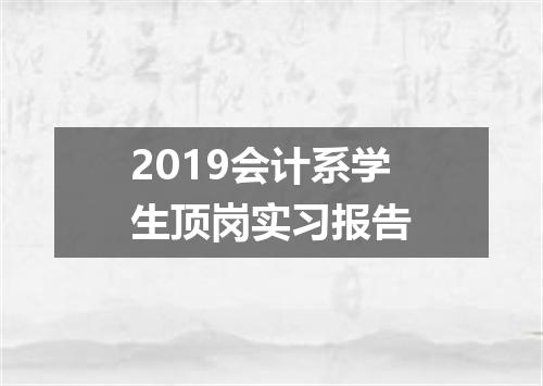 2019会计系学生顶岗实习报告