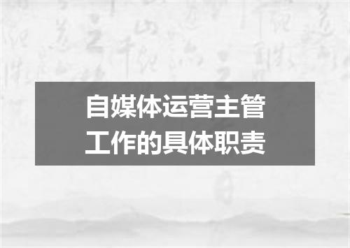 自媒体运营主管工作的具体职责