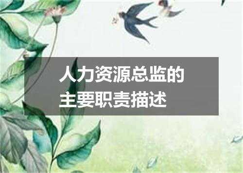 人力资源总监的主要职责描述