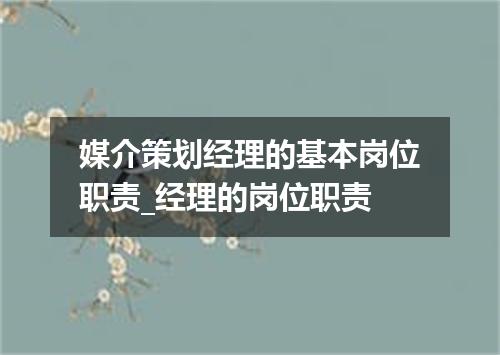 媒介策划经理的基本岗位职责_经理的岗位职责