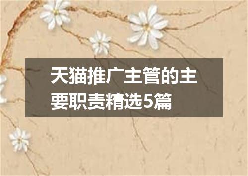 天猫推广主管的主要职责精选5篇