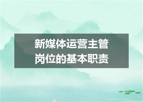 新媒体运营主管岗位的基本职责