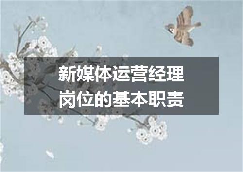 新媒体运营经理岗位的基本职责