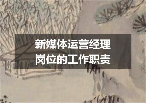 新媒体运营经理岗位的工作职责