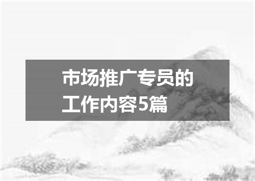 市场推广专员的工作内容5篇