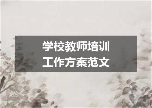 学校教师培训工作方案范文